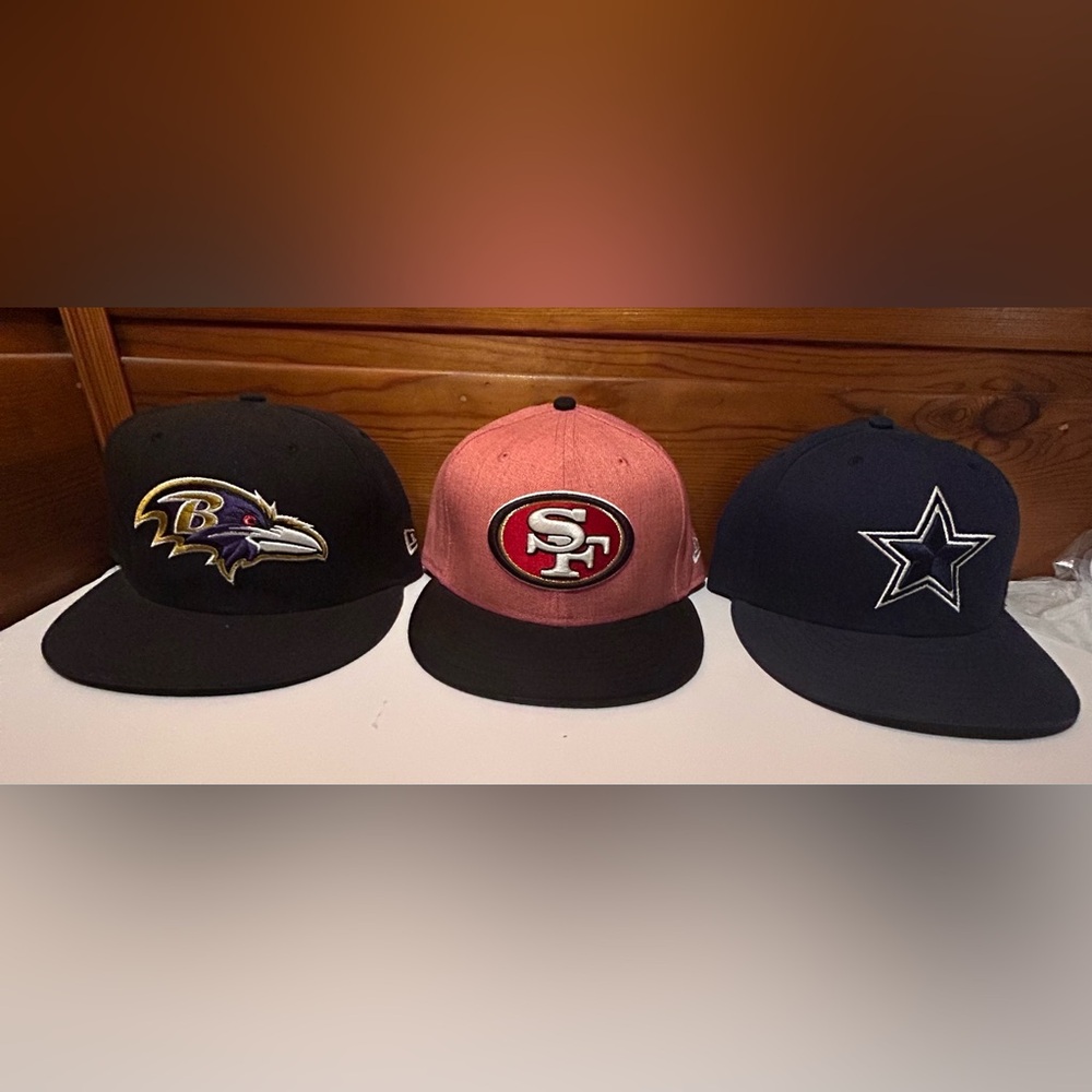 New Era Pink and Black 59FIFTY Cap and cowboys 3 hat bundle